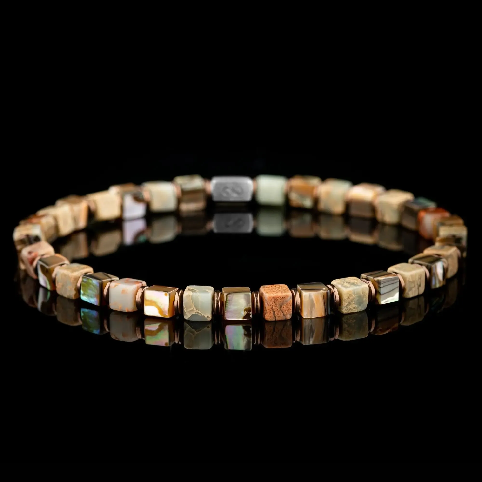 Imperial Jasper Hematite Bracelet Handcrafted Nature Stone Vintage Bracelet for Men Women Husband Gift 4mm Bangle