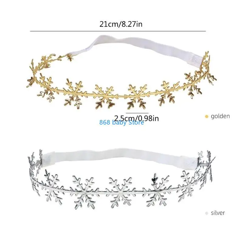 29EE トレンディな女の赤ちゃんヘッドバンドスタイリッシュな帽子スノーフレークヘッドバンドクリスマス用弾性頭飾り写真小道具幼児用