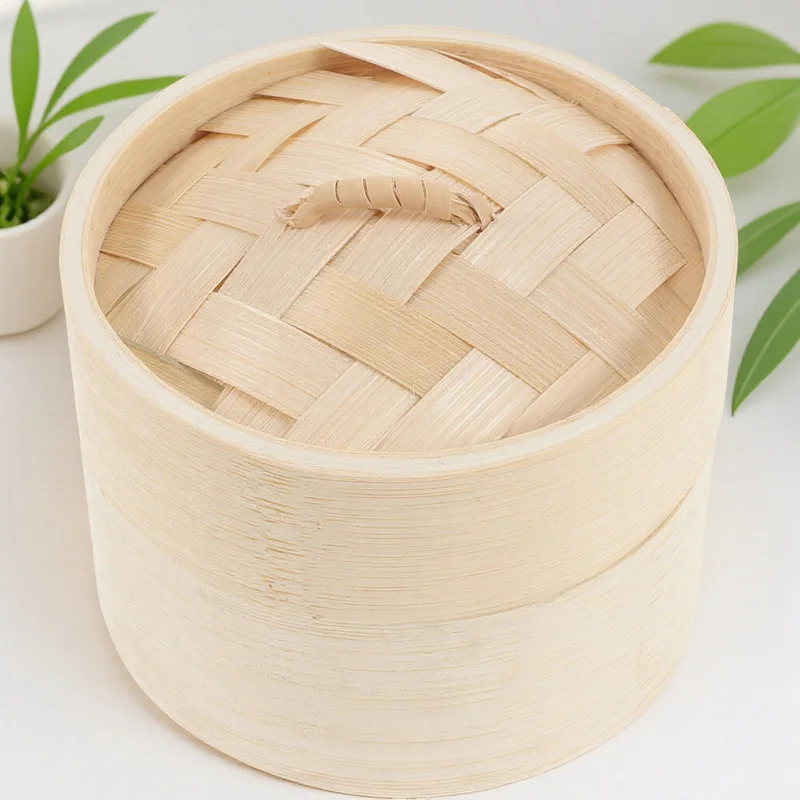 

1Set Bamboo Steamer Basket Kitchen Household Bun Steamer High Temperature Resistant Food Steaming Basket for Meat