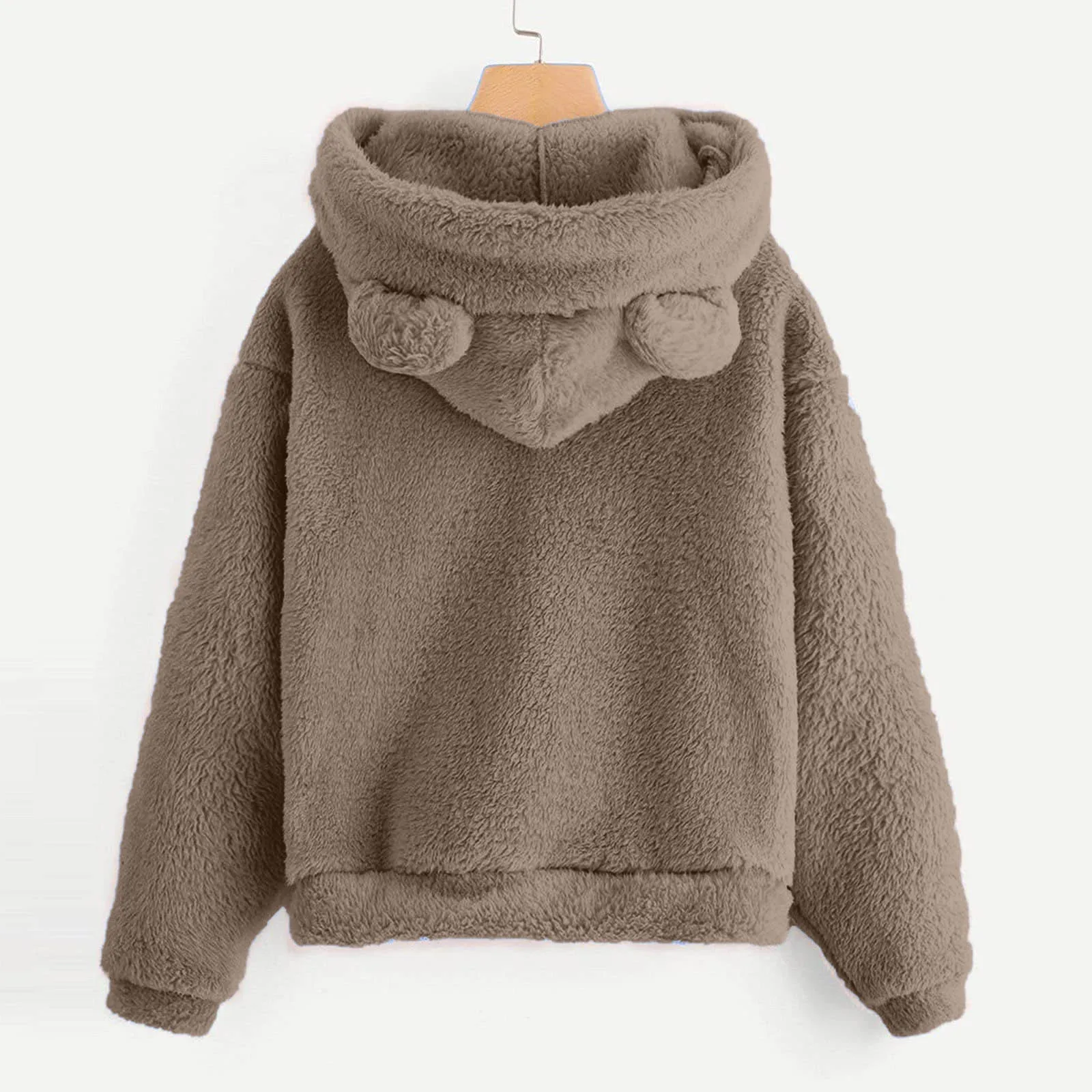 Cute Bear Ears Plush Hoodies Women 2024 Autumn Winter Pink Hoodie Long Sleeve Ladies Sweatshirt Sudaderas De Mujeres