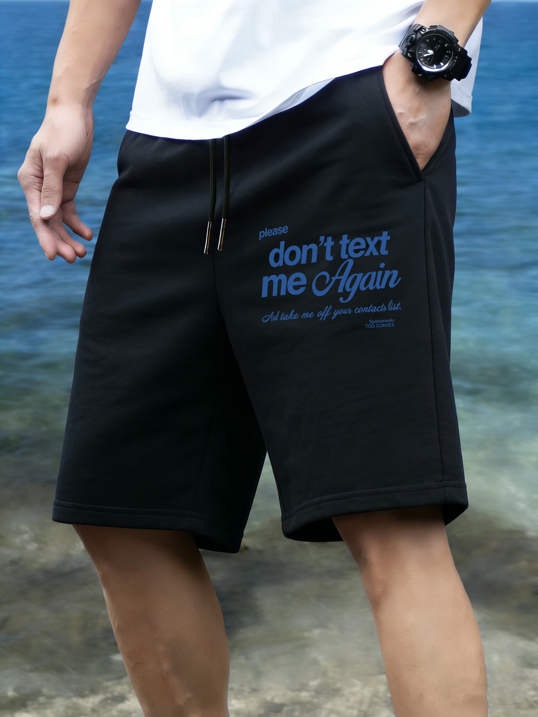 

Don'T Text Me Again Pattern Men'S Sports Shorts Gym Pocket Elasticity Pant Summer Beach Sportswear Wide Leg Loose Clothing