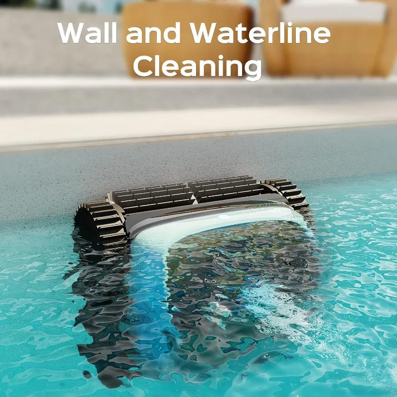 Pool Vacuum for Inground Pools, Cordless Robotic Pool Cleaner, Wall and Waterline Cleaning, Intelligent Route Planning