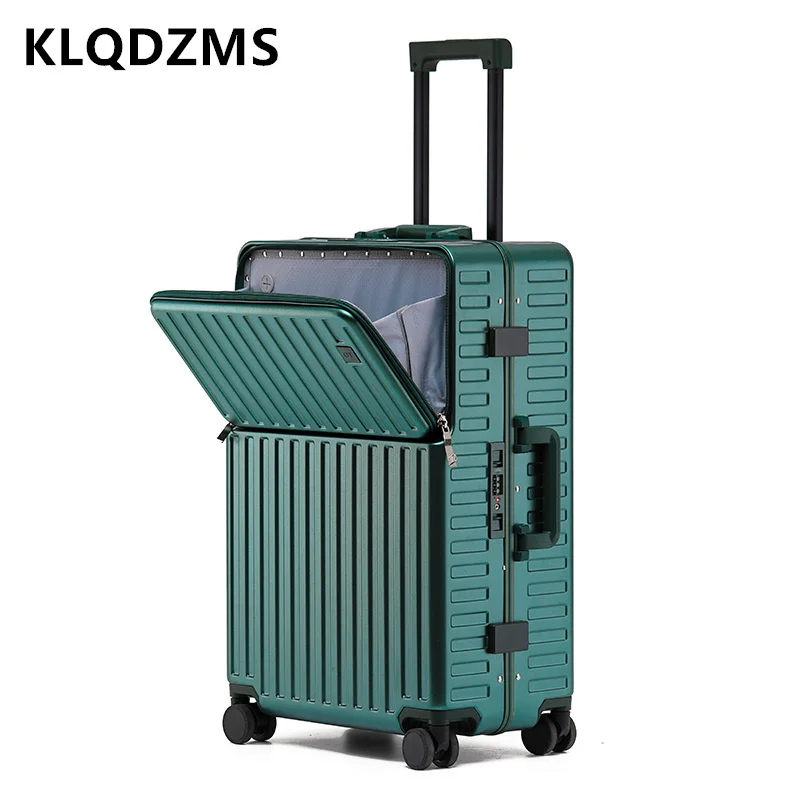 KLQDZMS – valise à roulettes multifonctionnelle avec ouverture frontale pour mot de passe, bagage à main pour ordinateur portable, 20 ou 24 pouces