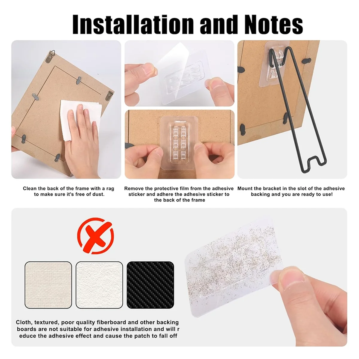 

A002 5PCS Adjustable Metal Picture Frame Easel Backs, Self Adhesive Photo Frame Stands for Frames,Easel Back Supports A