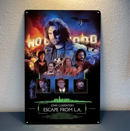 Placa de Metal Retrô do Filme Escape from L.A. com Kurt Russell
