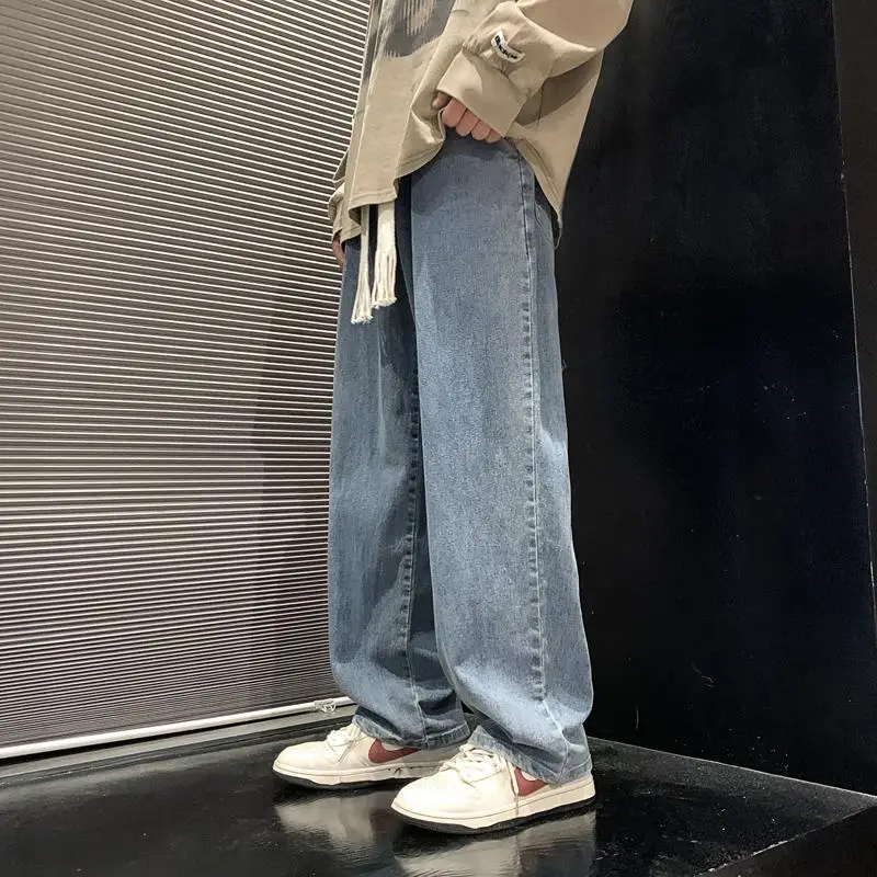 

Мужские джинсы в американском ретро-стиле, весенне-осенние, свободные, широкие, прямые, повседневные брюки, молодежные, модные, износостойкие, с эффектом потертости