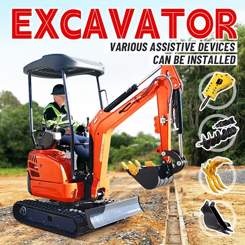 Customized Kubota Engine 2 Ton Hydraulic Mini Excavator High Quality Construction Machinery 1800KG Micro Excavation With Cabin