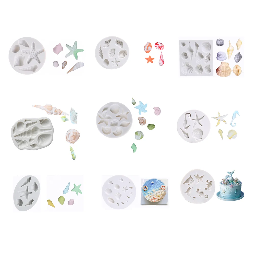 12 Muster Sommer Meer Thema Silikon Fondant Form Muschel, Muschel, Seestern Form Form DIY Suagrcraft, Ton Kuchen Dekor