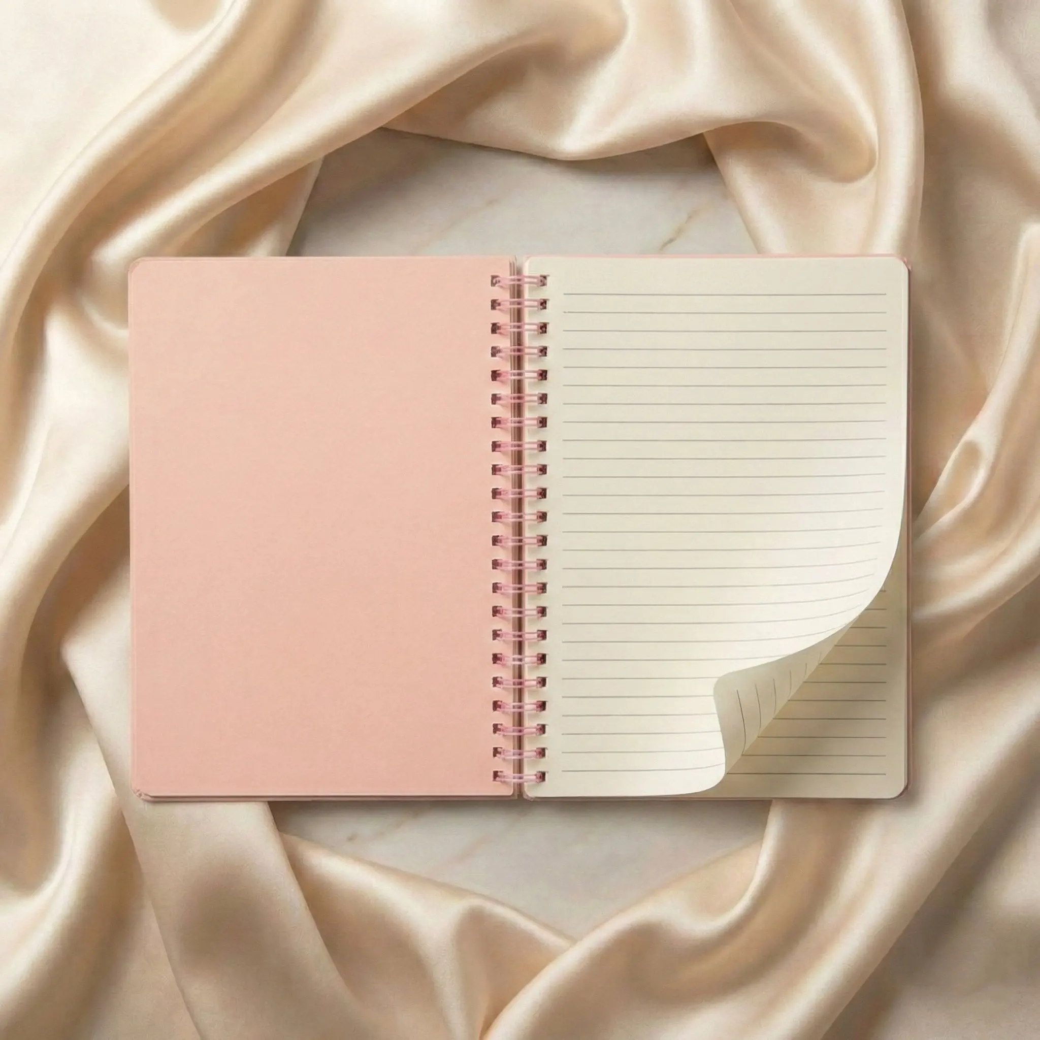 Pink Coil Notebook with Calendar, Vertical Standing Desk Planner, Thick Lined Pages for Office School Supplies