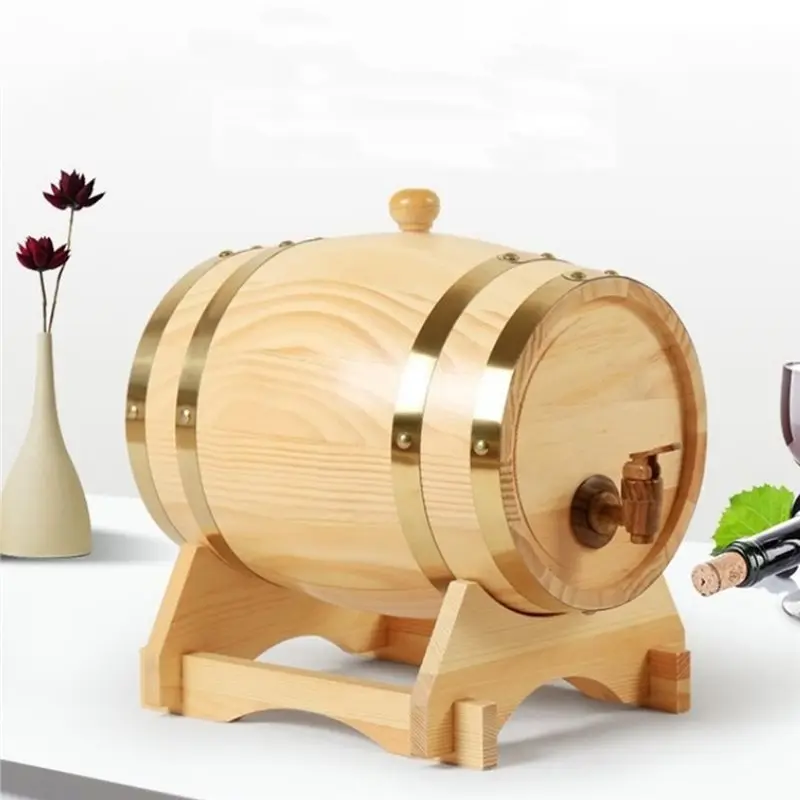 ABBP-Wine Whiskey Dispenser With Stand, Bung& Spigot Wooden 1.5 L For Cocktail Storage