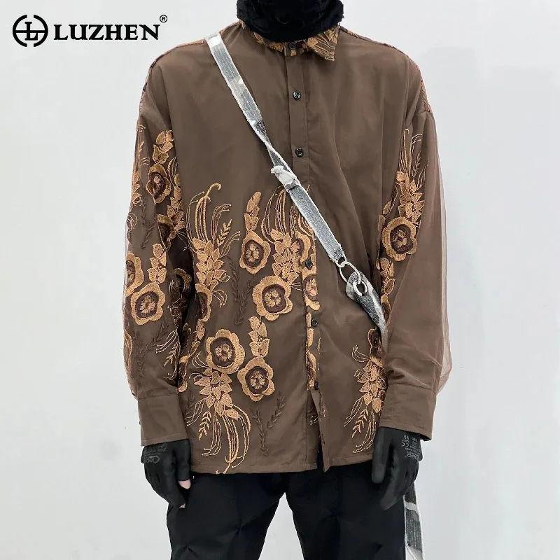 

LUZHEN 2025 Autumn High Quality Pattern Embroidery Long Sleeve Shirts Men's New Stylish Handsome Elegant Original Clothes JY4196