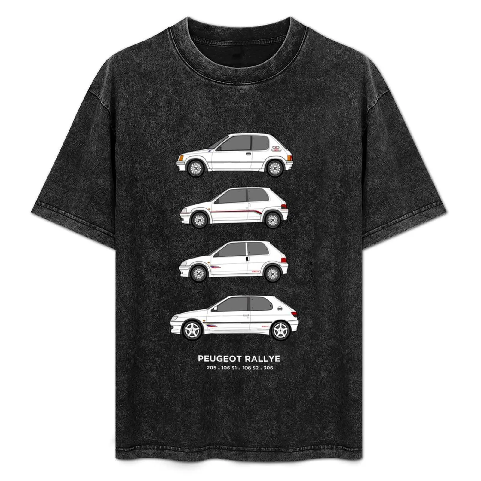 

Peu geot 205, 106, 306 Rallye Classic Car Collection Artwork. T-Shirt Blouse vintage t shirts mens white t shirts