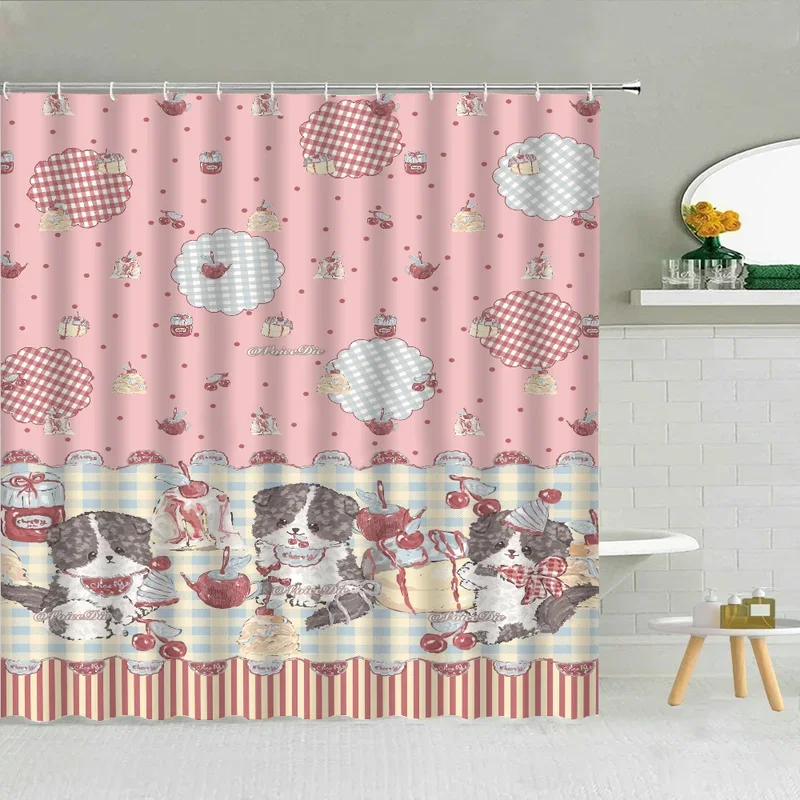 Bathrooms Accessories for the Bathroom Shower Curtain Border Collie Who Likes Cherries Folding Partition Bath Things Curtains