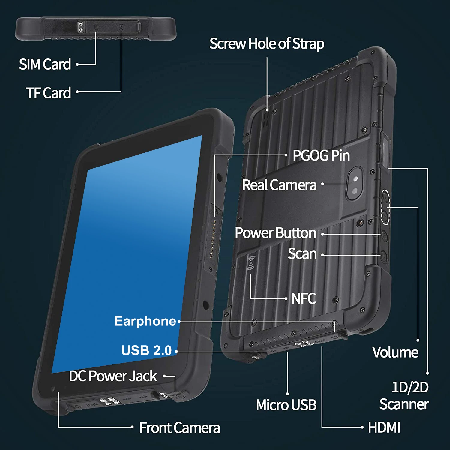 Rugged Android 10 Industrial Tablet PC 1D 2D QR Code Scanner 8 inch NFC Outdoors IP67 WIFI GPS Inventory Handheld Computer 2023