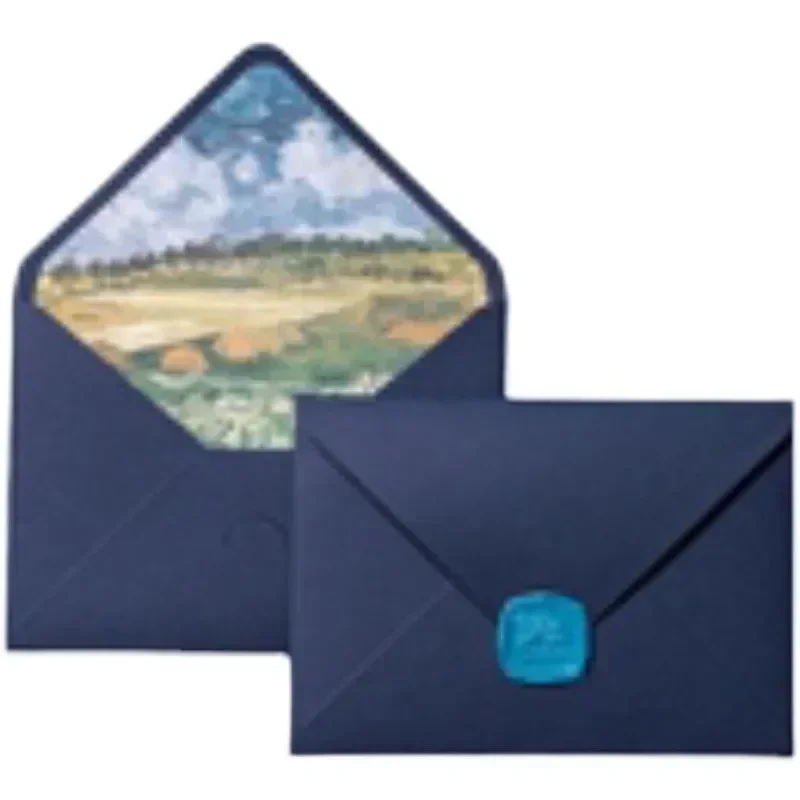 5pcs/batch of blue high-end Van Gogh romantic envelope with lining, high-end invitation letter postcard