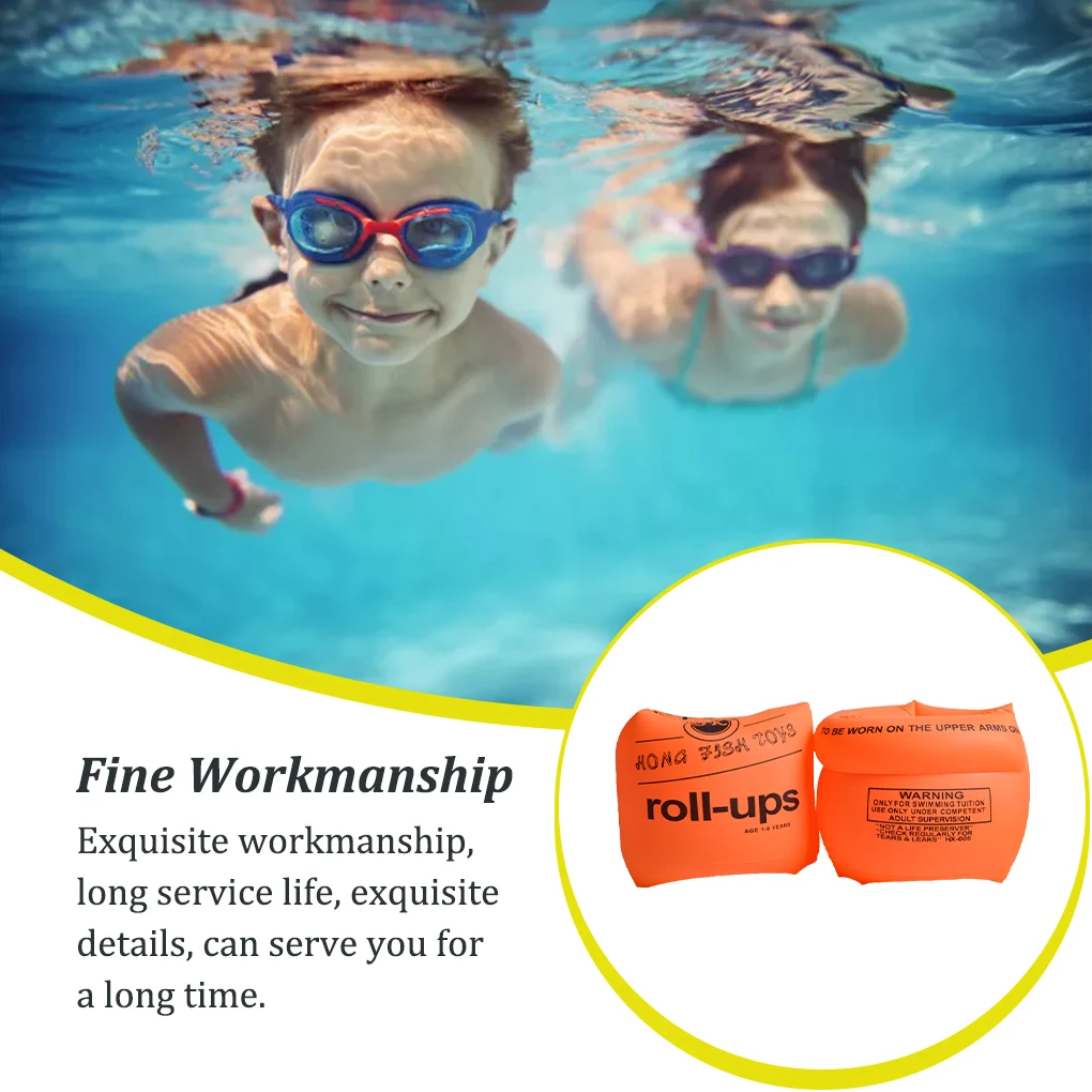 2 Pieces Inflatable PVC Swim Belts Arm Bands Tube Armlets Toddlers Orange