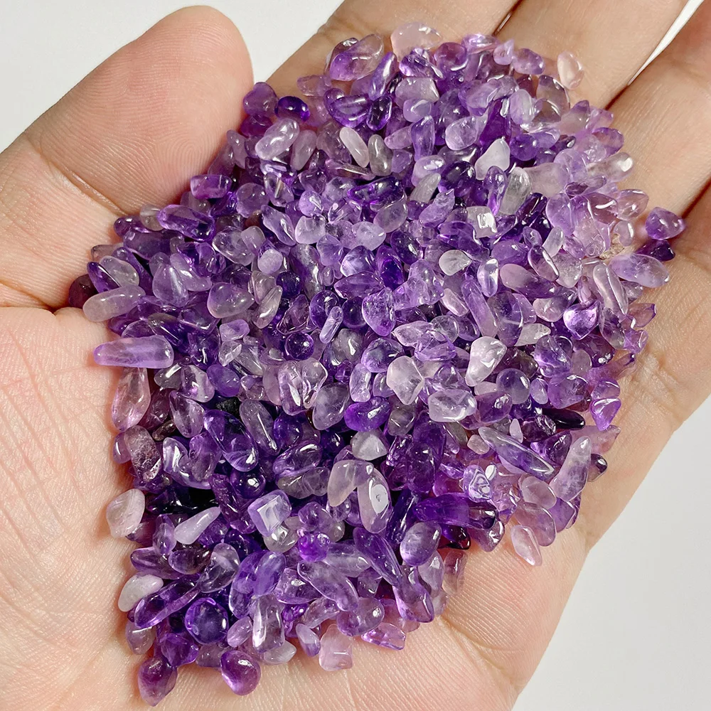 Natural Stone Gravel Crystal Chips 3-5mm Irregular Amethysts Quartz Reiki Healing Tumbled Stone for DIY Fish Tank Bonsai Decor