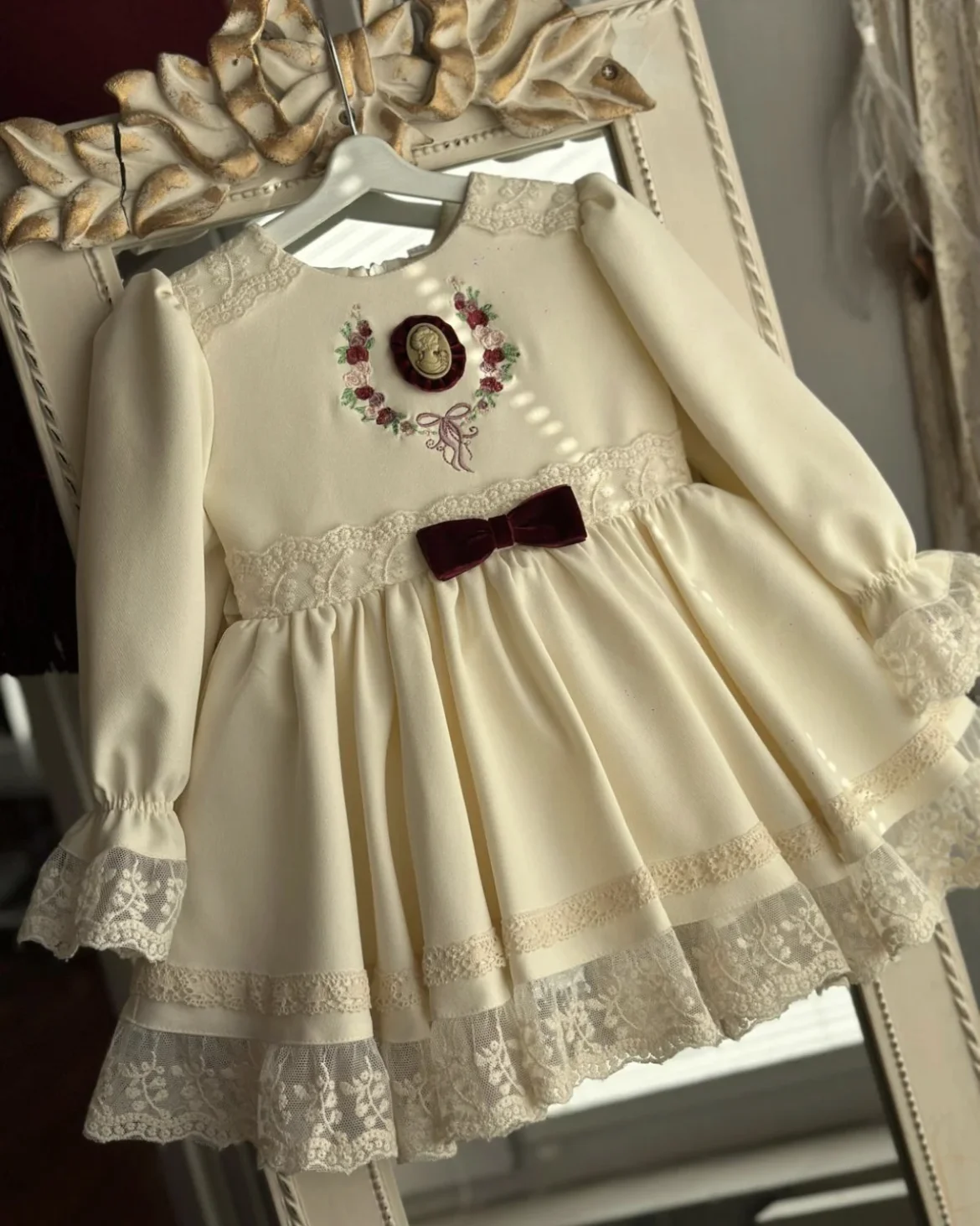 0-12Y Baby Girl Flower Embroidery White Vintage Ball Gown Princess Dress for Party Birthday Holiday Photography  C35