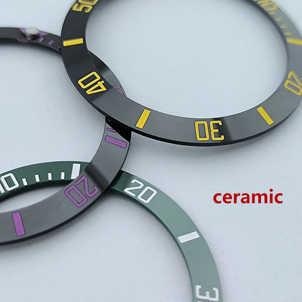 38mm ceramic/aluminium insert bezel high quality green/blue luminous bezel is tilted for 40mm case watch repair tools