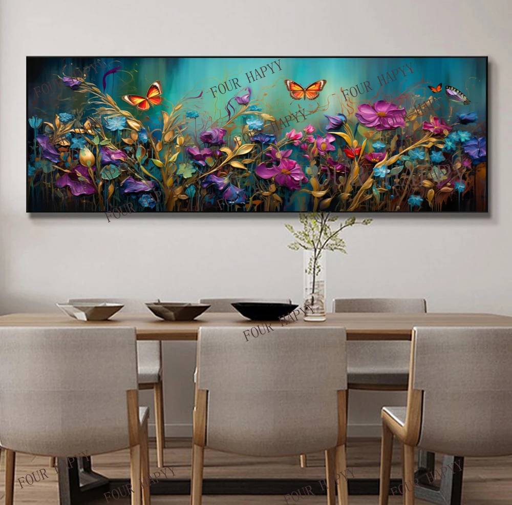 5D DIY Large Diamond Painting Cross Wildflowers Butterflies Landscape Wall Art, Full Round Drill, Embroidery Home Decor