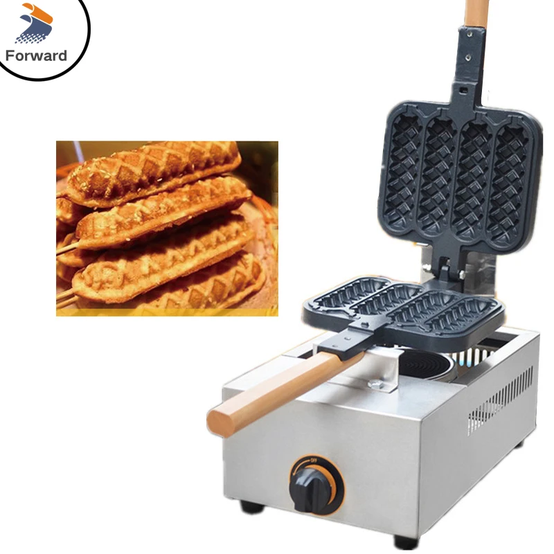 4pcs Gas Crispy Hot Dog Sausage Waffle Maker Machine Lolly Waffle Stick Making Machine