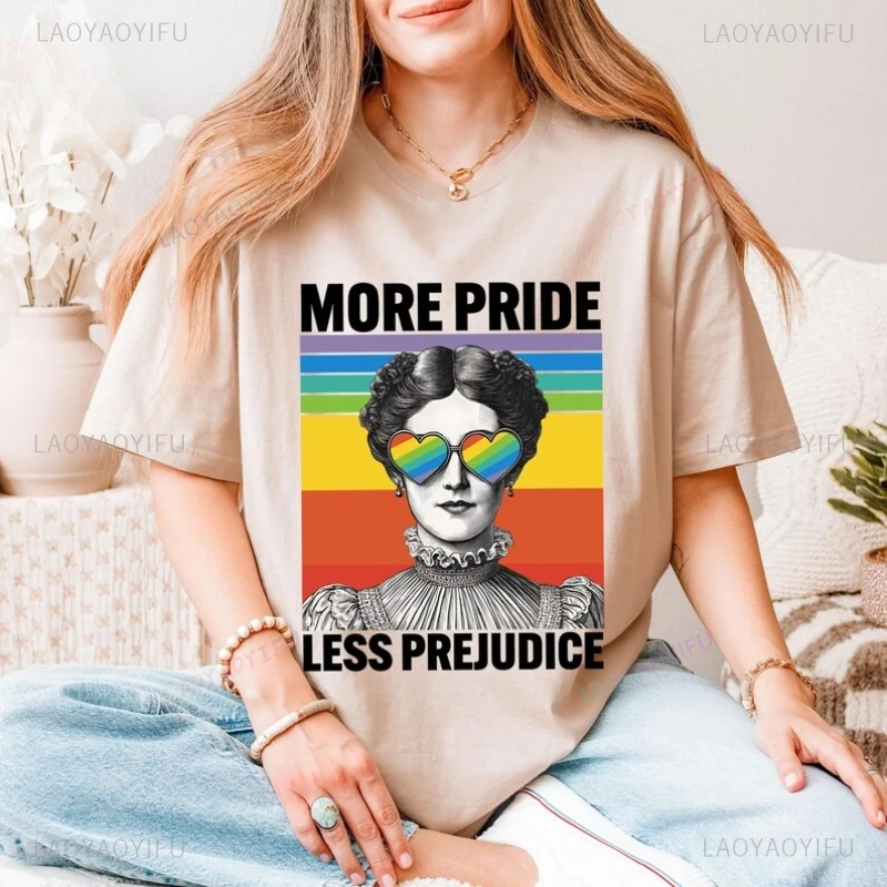 More Pride Less Prejudice LGBT Shirt LGBTQ Pride Anti Homophobic Human Rights Pride Anti Racism Equal Rights Shirt Harajuku Tops