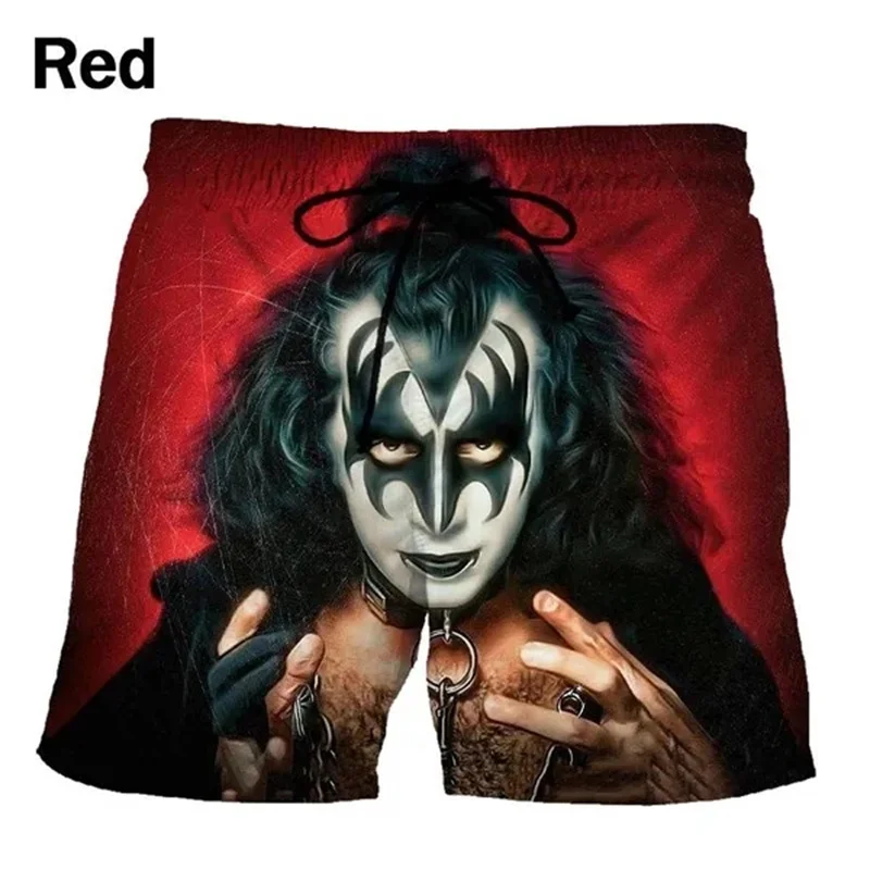 Rock Band KISS Love Gun Hawaii Beach Ice Gay Shorts Men Swimwear Cool 3D Heavy Metal Board Swimsuit Homme Swim Trunks Hip Hop