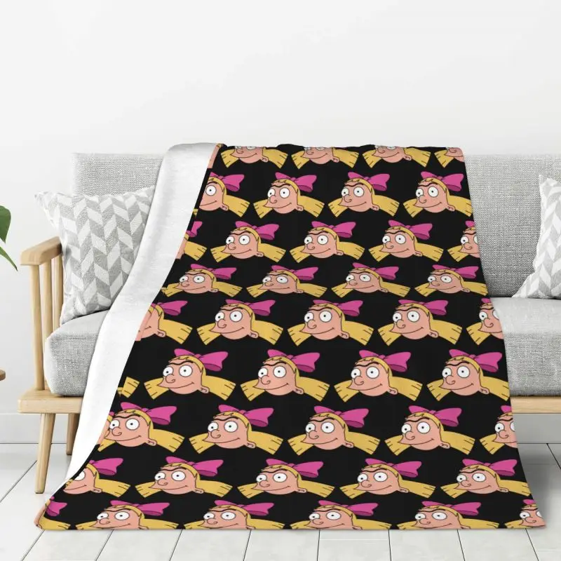 Custom Hey Arnold Anime Comedy Helga Pataki Blankets Warm Flannel Throw Blanket for Home Sofa Office Travel