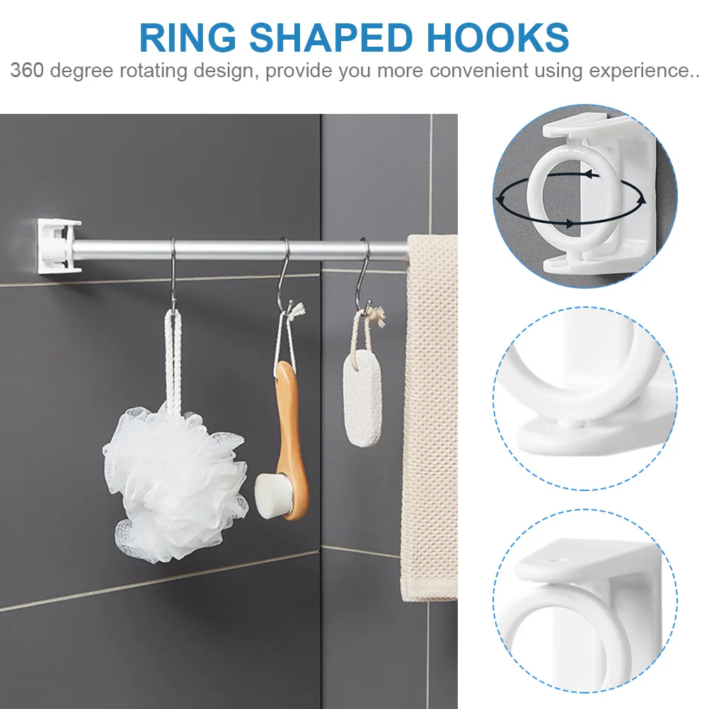 

Flexible Wall Hooks 360 Rotating Ring Shaped Hook for Curtain Rods Kitchen Cabinet Storage No Punching Heavy Duty Mount for Wood