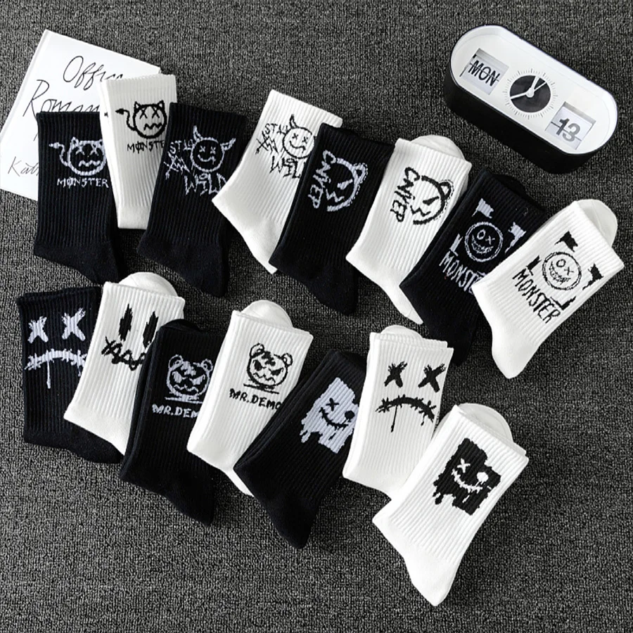 10pcs Men\'s Socks Mid Length Socks Hip Hop Sports Socks For Men Breathable Sweat Wicking Versatile Socks