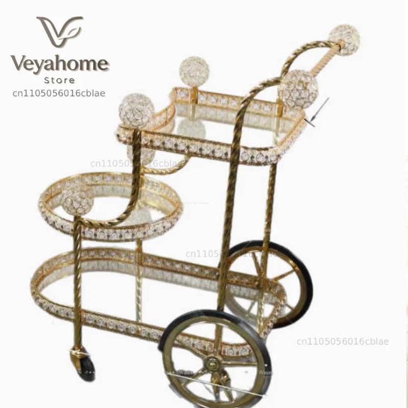 Luxury Three Story Hotel Service Cart, Tea, Wine, Food, Beverage, Bar, Cart, Restaurant, Wedding,Hotel Serving Trolley