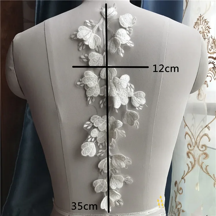 Applique solubile in acqua con toppa in pizzo 3D, accessori per abiti da sposa, bianco, fiori di pizzo rosso, RS979, 4 pezzi, 2 paia