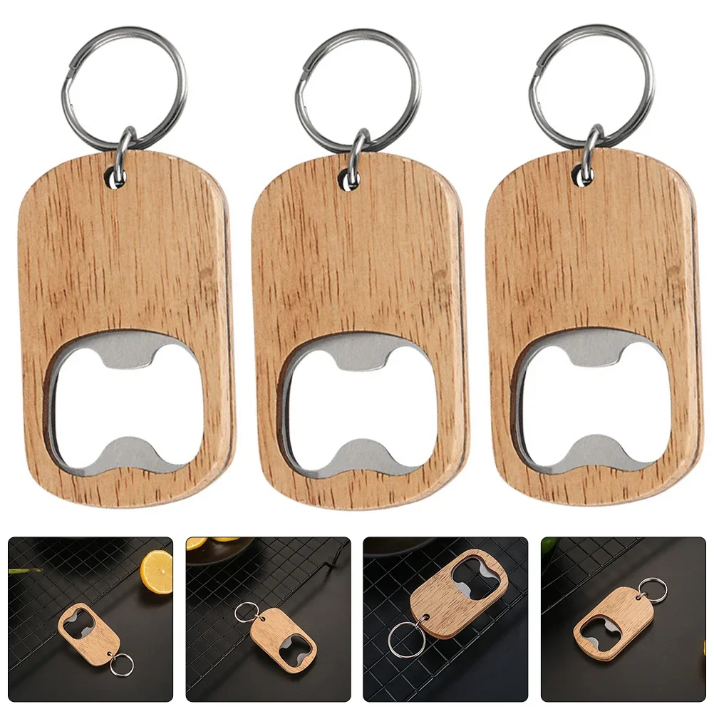 1/2/4 Pcs Accessories Easy Beer Bottle Opener Wooden Handle Bar Kitchen Party Favors Keychain