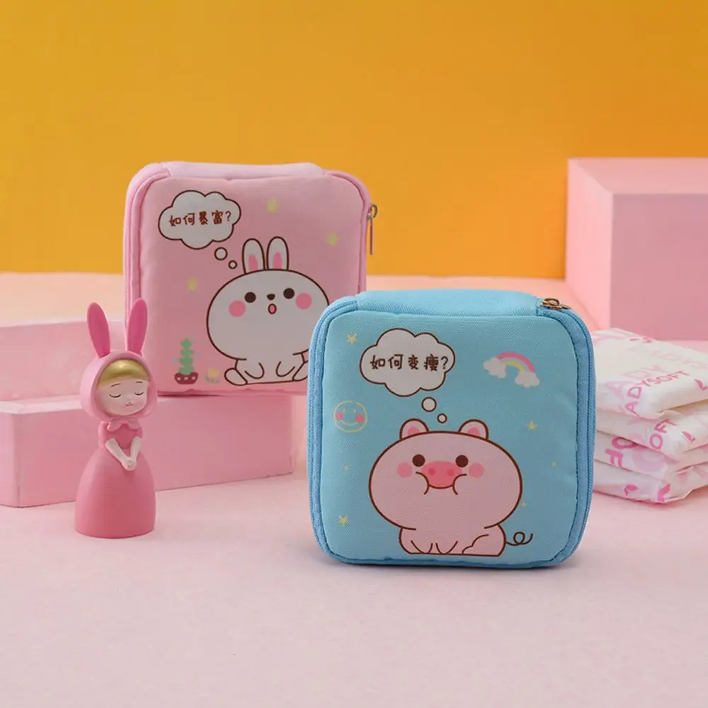 Zipper Bag Bunny Makeup Bags Pig Travel Cosmetics Organizer Animal Cosmetic Bag Small Items Bags Sanitary Napkin Storage Bag