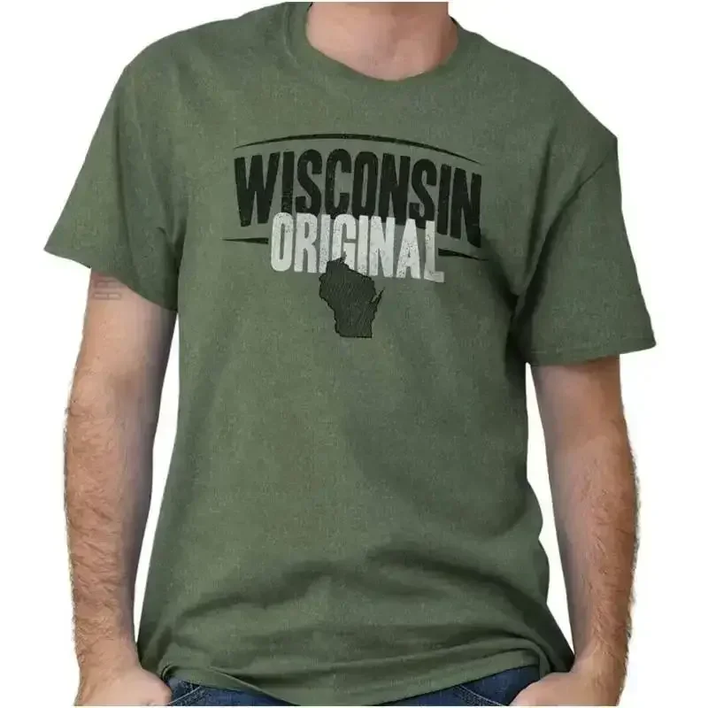 Wisconsin Original Souvenir Tourist State WI Adult Short Sleeve Crewneck Tee