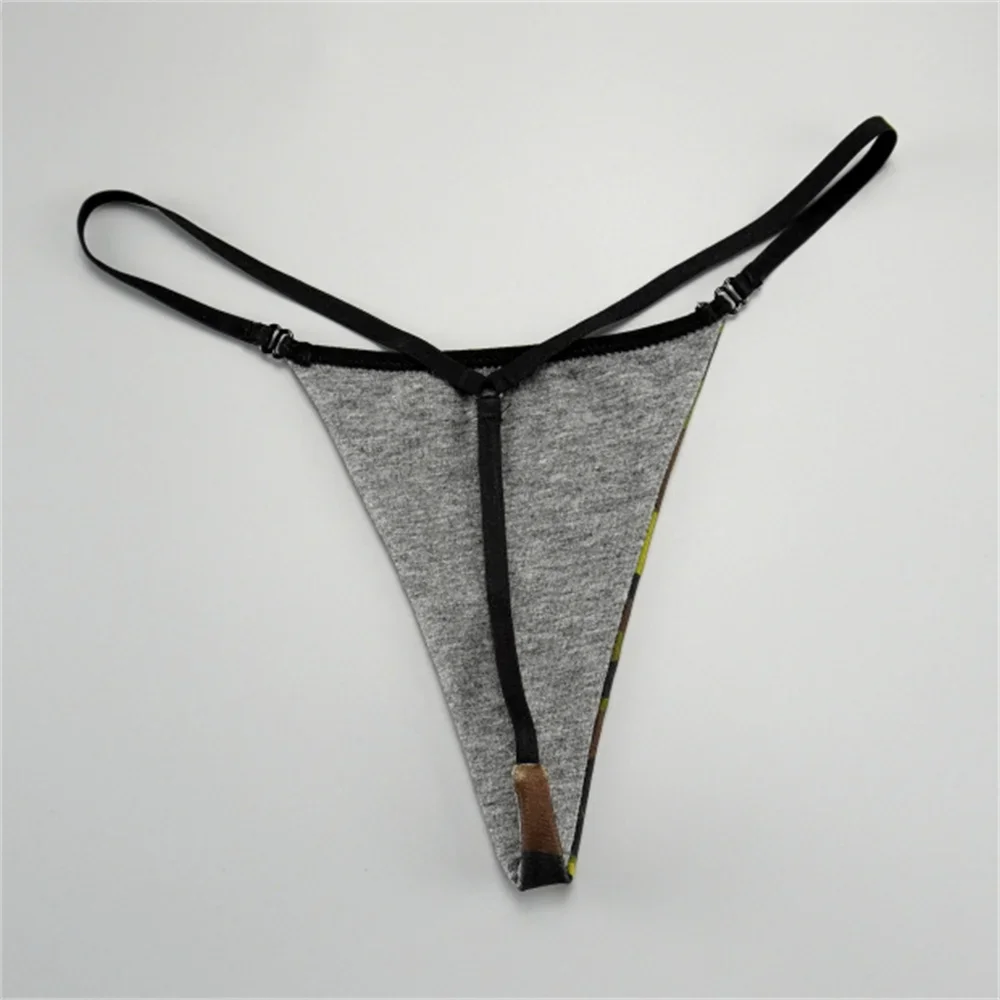 2 ks/sada dámských kalhotek s leopardím/zebrovým/maskáčovým potiskem, tričko na zádech, sportovní, dámské bezešvé bavlněné tanga, prodyšné, pohodlné - náhled 4