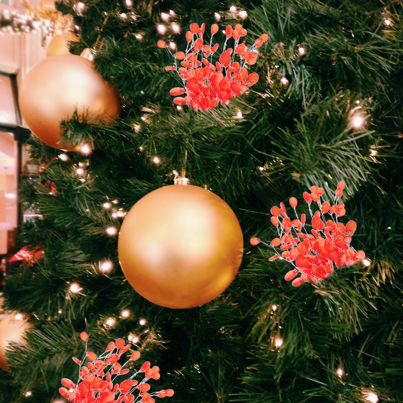 

50pcs Christmas Diy Fake Water Drop Decorations Home Party Accessories For Xmas Tree Handicrafts Simulated Plastic Branch