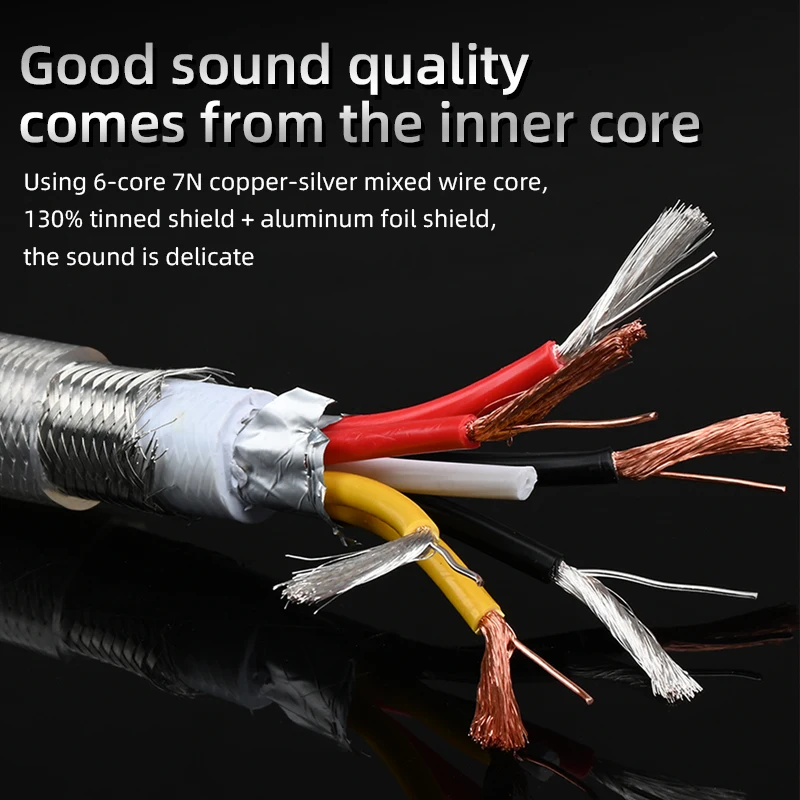 Cavo per altoparlante HiFi Cavo per altoparlante principale schermato con spina a banana autobloccante tipo pistola mista in rame-argento