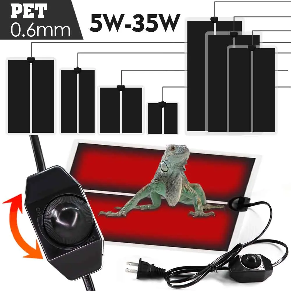 35W-5W Reptile Heat Mat Thermostat Heating Pad with Temperature Control for Indoor Garden Greenhouse Plants Reptiles Waterproof