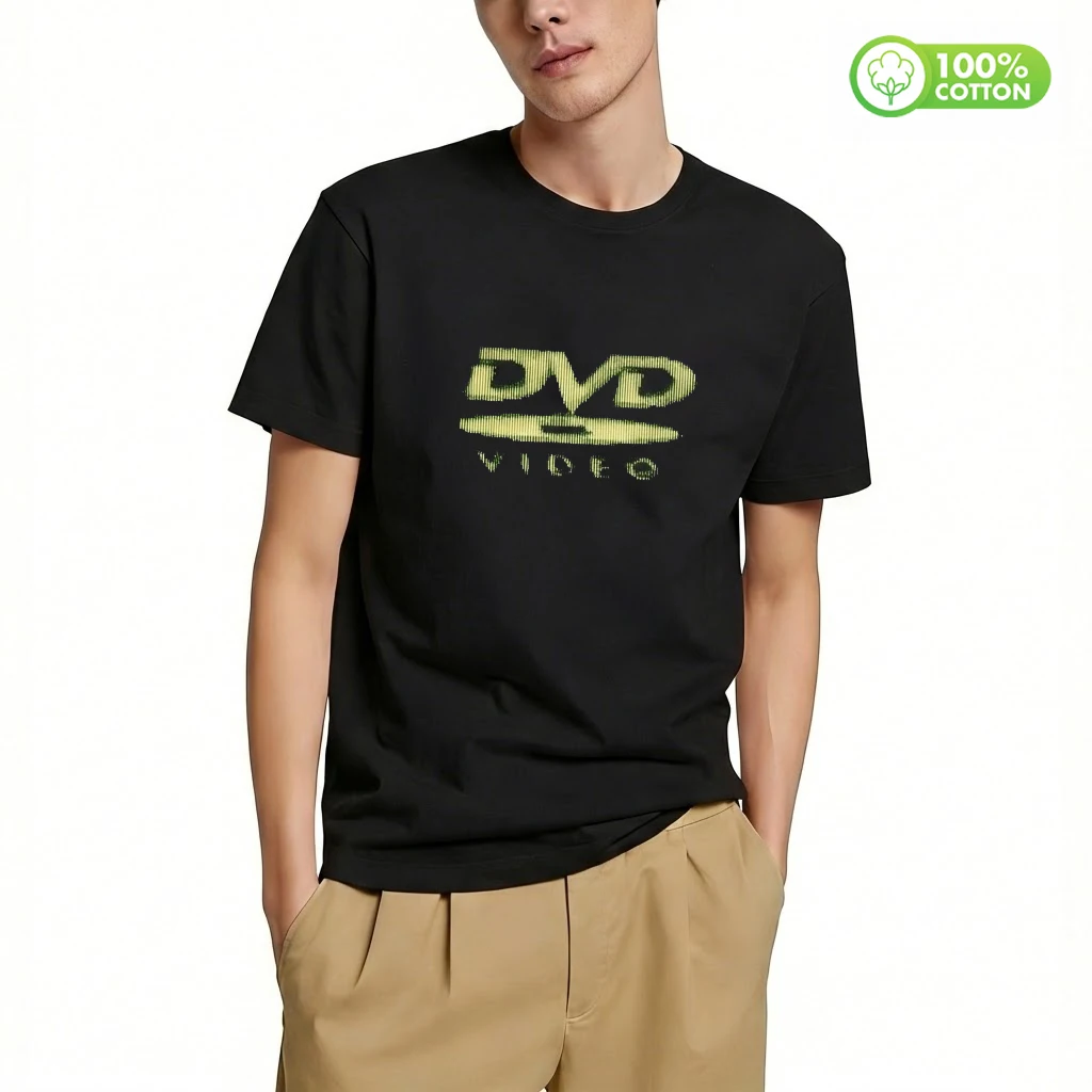 Retro DVD Video Graphic Cotton T-shirt Healthy Environmentally Friendly Recyclable Clothes Street Harajuku Short Sleeve Tops