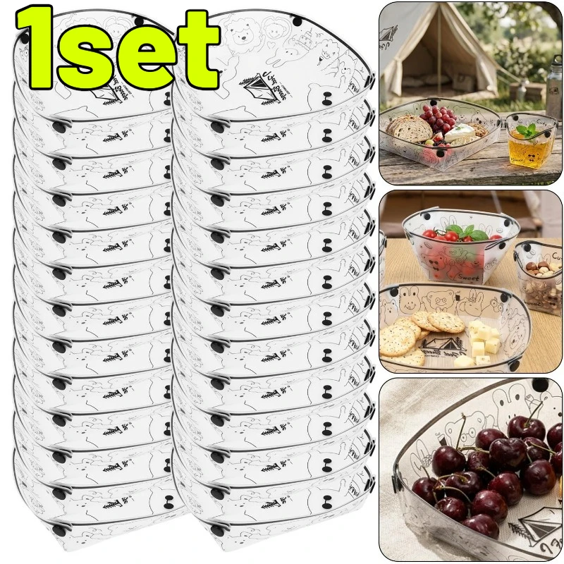 Portable Foldable Camping Plate for Outdoor Picnic Hiking Travel Lightweight PP Reusable Dishware Easy Clean Bowl Plate Set
