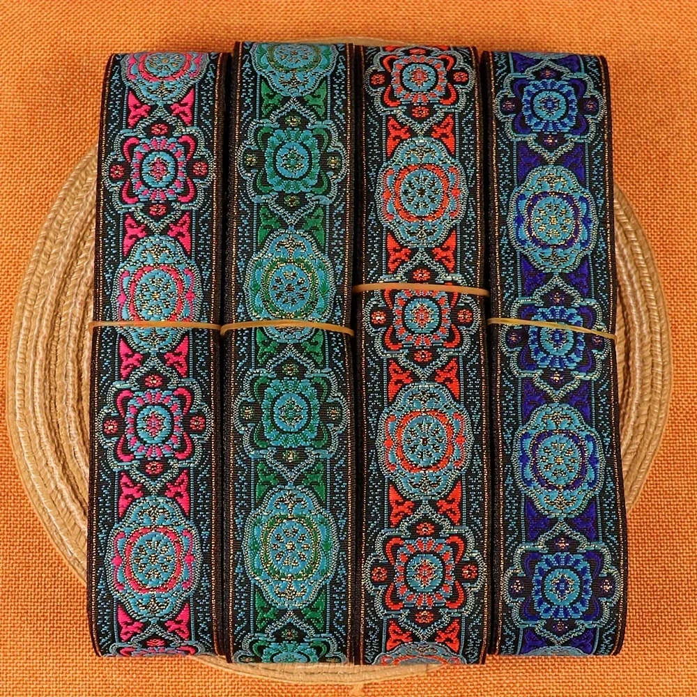 3.3cm Ethnic Geometric Jacquard Ribbon Woven Lace Trim Webbing Tape For Garment DIY Sewing Projects