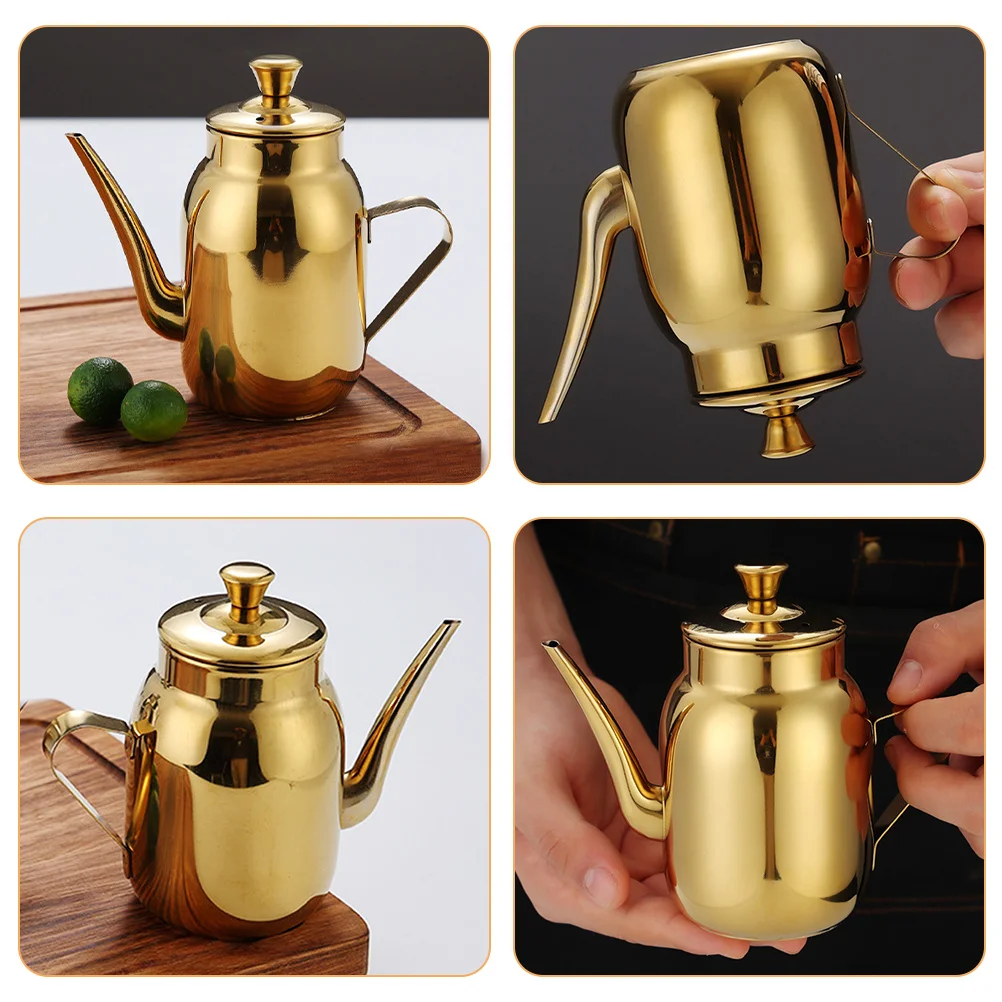 

Stainless Steel Soy Sauce Container Oil Pot 300ml Kitchen Sauce Dispenser Multifunctional Oil Storage Bottle Ergonomic Design