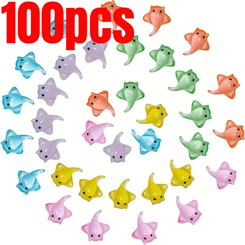 

100pcs New Mini Cute Devil Fish Luminous Model Home Desktop Fish Tank Resin Transparent Decorative Statue Children's Gift