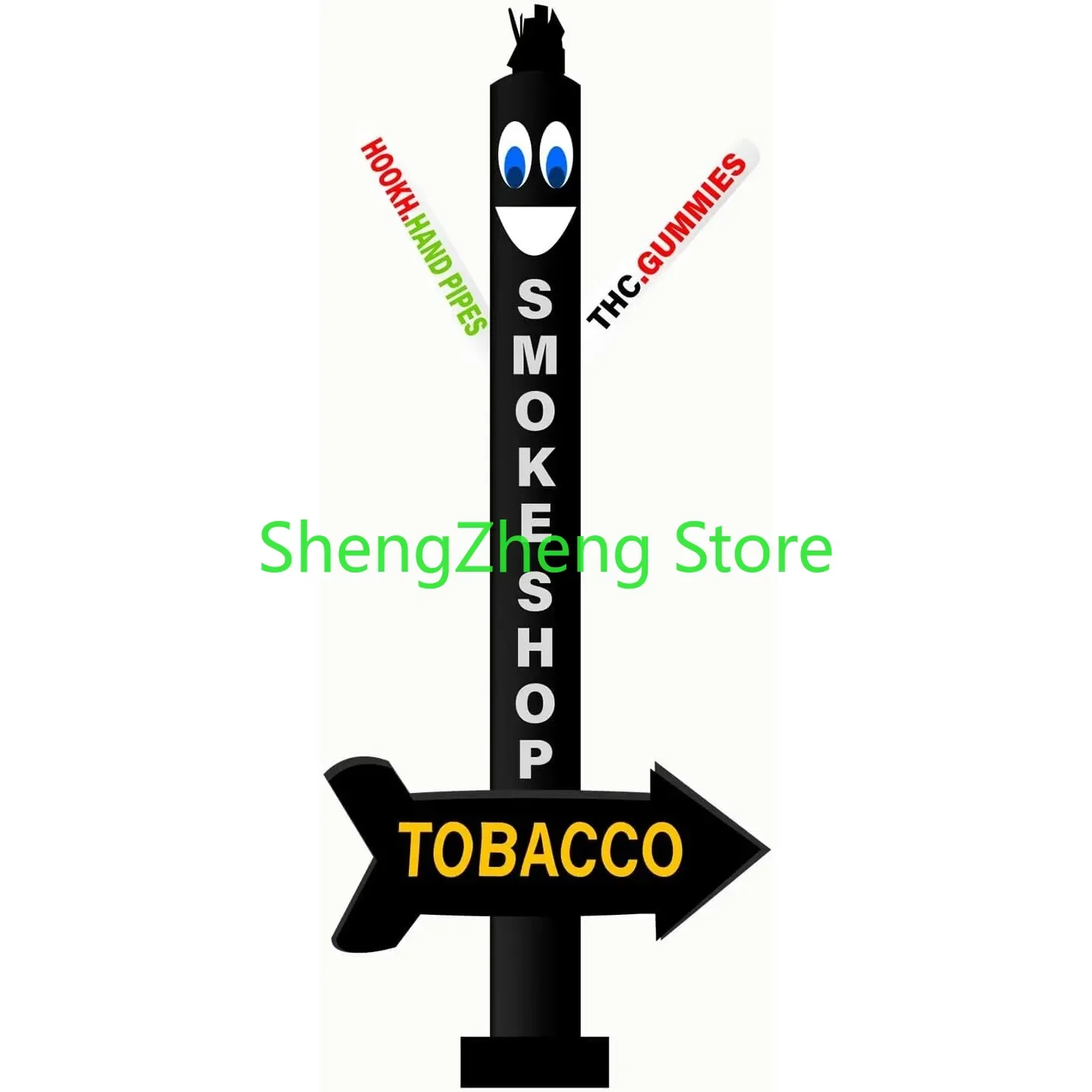 1Pcs 20Ft Tall Smoke Shop Air Inflatable Tubeman Dancer with Arrow | THC Hookah Hand Pipes Dancing  （Blower Not Included）