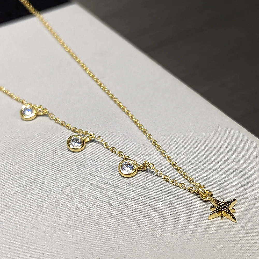 Silver with Gold Color Asterism Necklaces