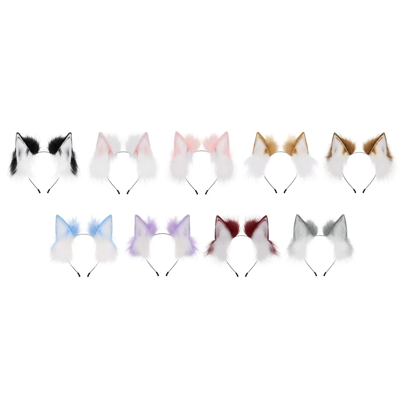 Plush Wolf Ears Hair Clip Animal Ears Headband for Carnival Role Play Dance