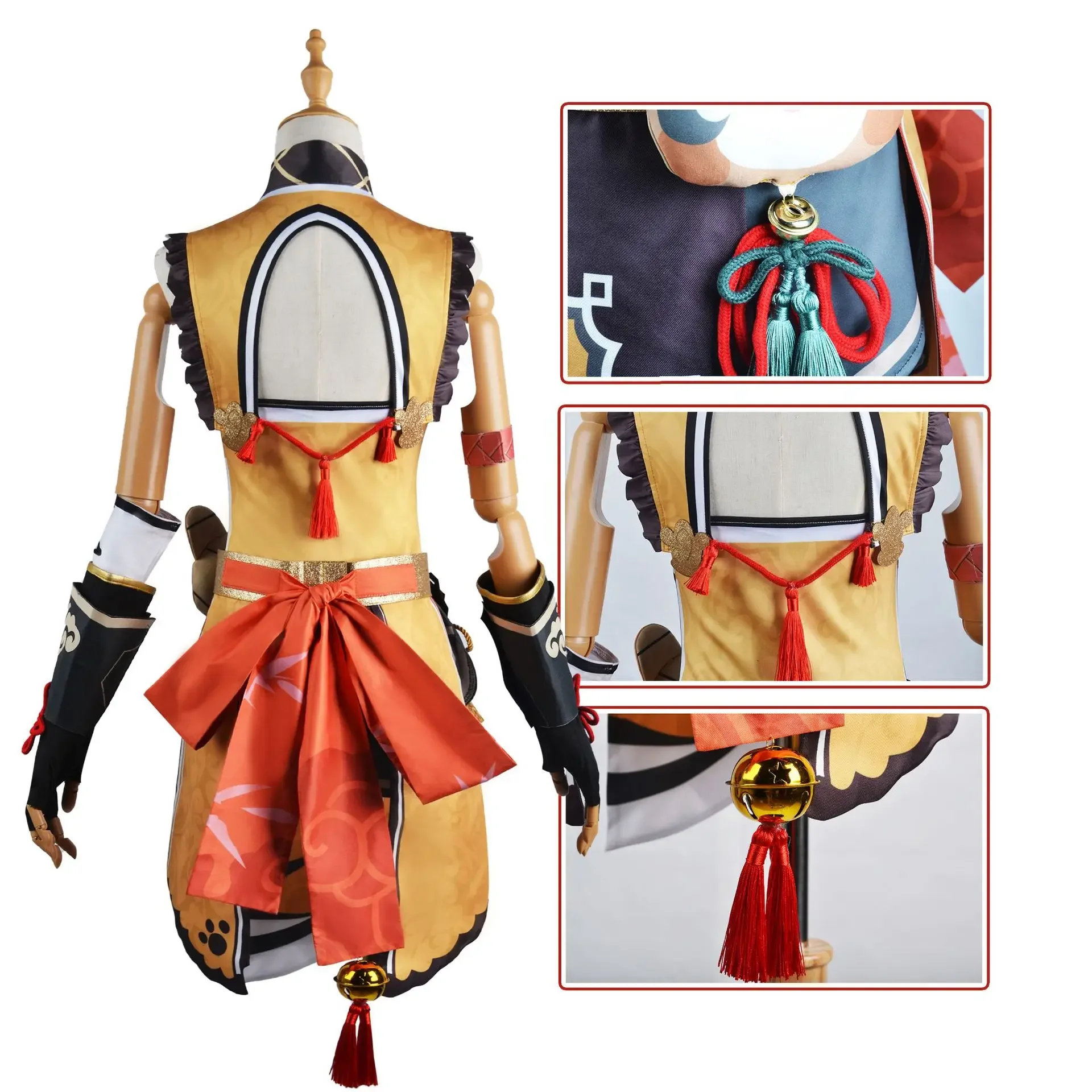 Game Genshin Impact Xiangling Cosplay Costume Head Chef Outfit Xiang Ling Wig Shoes Bear Anime Halloween Party for Women Girl