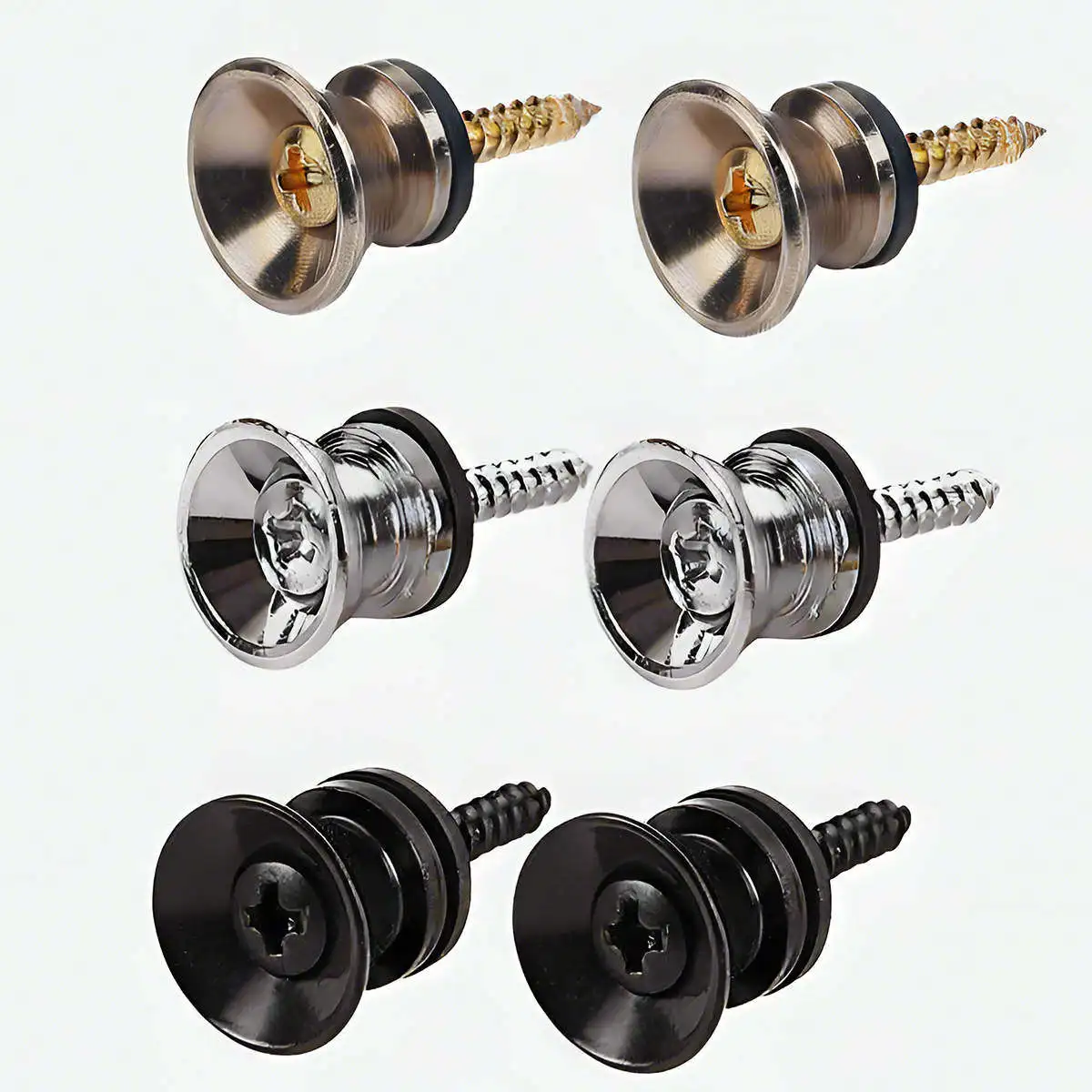 2 Packs of Electric Guitar Strap Buttons, Bass Strap Lock Button Metal End Pins, Universal for Acoustic Guitars