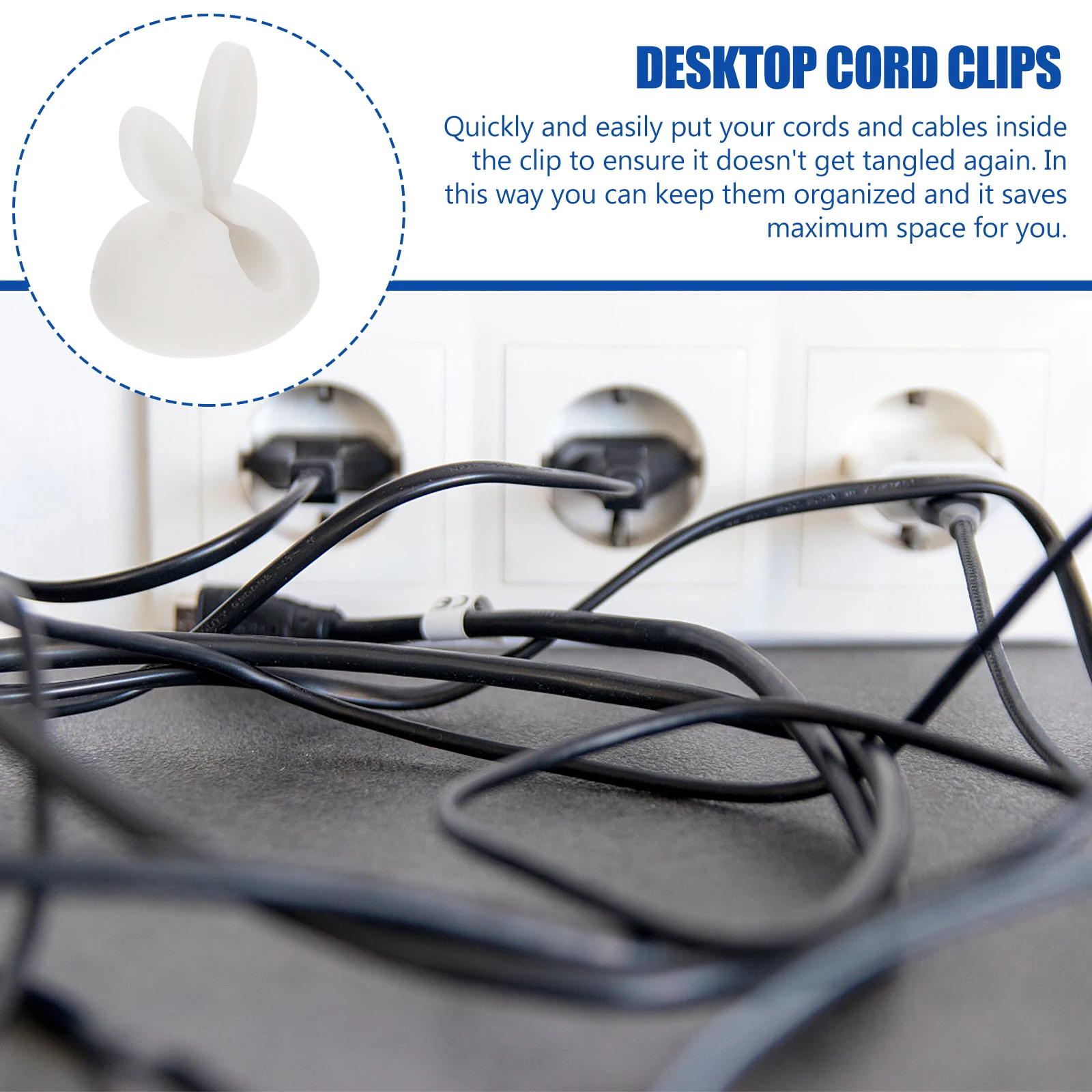

20 PCS Wire Organizers for Cords Single Hole Winder Cable Management Desktop Clips Tie Holder White